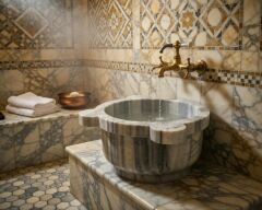 Classic Turkish Bath Marble Basin, Traditional Turkish Bath Basin – Master Craftsmanship