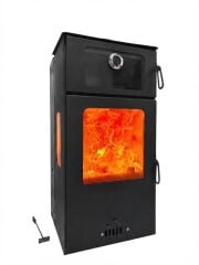 Dorello Hibrit Lüx Gurme Çelik Soba – 3 Camlı, 2 Kat Fırınlı, Pelet ve Odun Yakıtlı, 12 kW – DRL-294