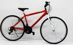28-Zoll-Fahrrad, rot, Modell 2800, rot-weißes 28-Zoll-Fahrrad.