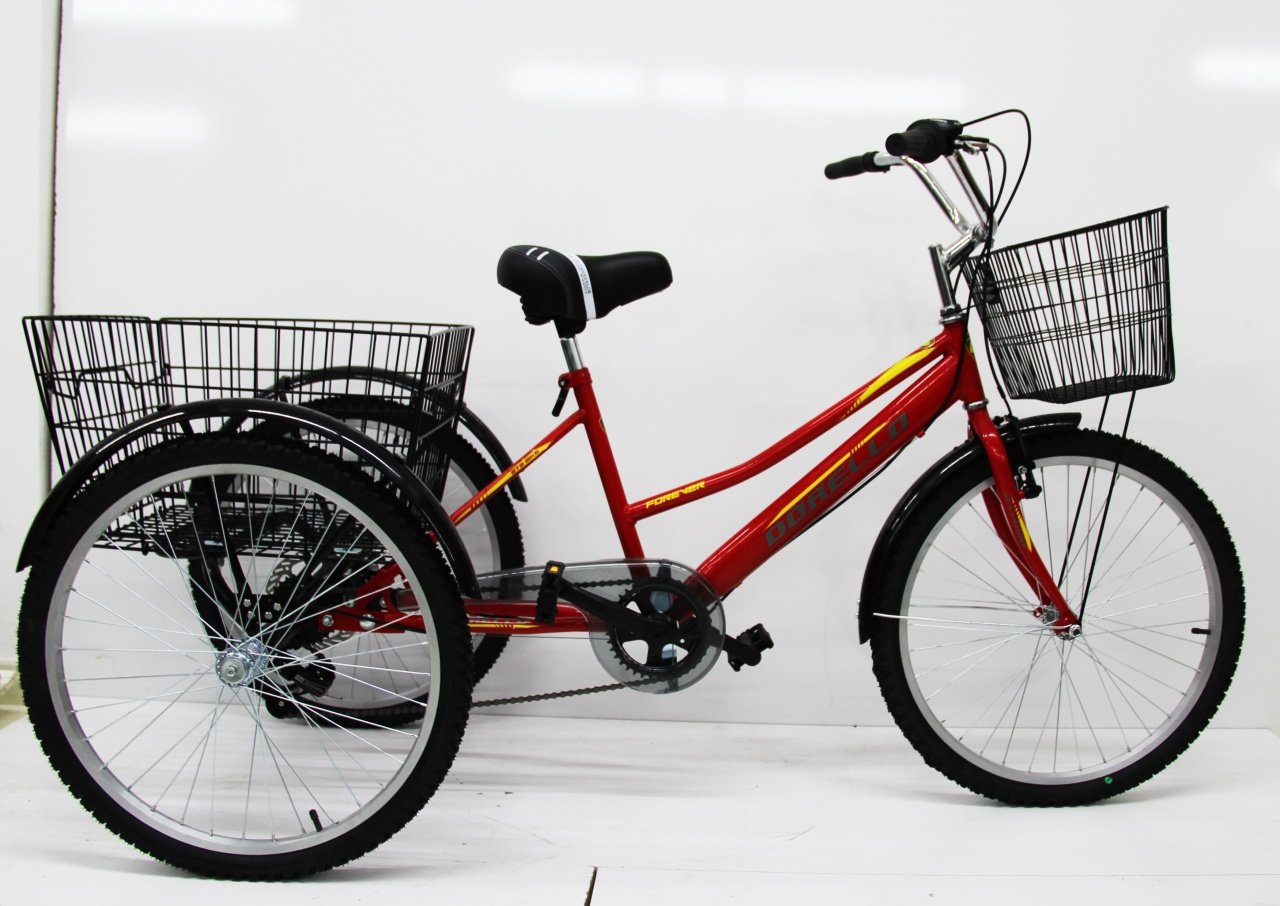 Dorello Bisiklet Kırmızı Cargo Bisikleti 2960 Üç Tekerlekli Sepetli Yük bisikleti Pazar bisikleti