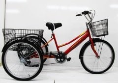 Dorello Bisiklet Kırmızı Cargo Bisikleti 2960 Üç Tekerlekli Sepetli Yük bisikleti Pazar bisikleti