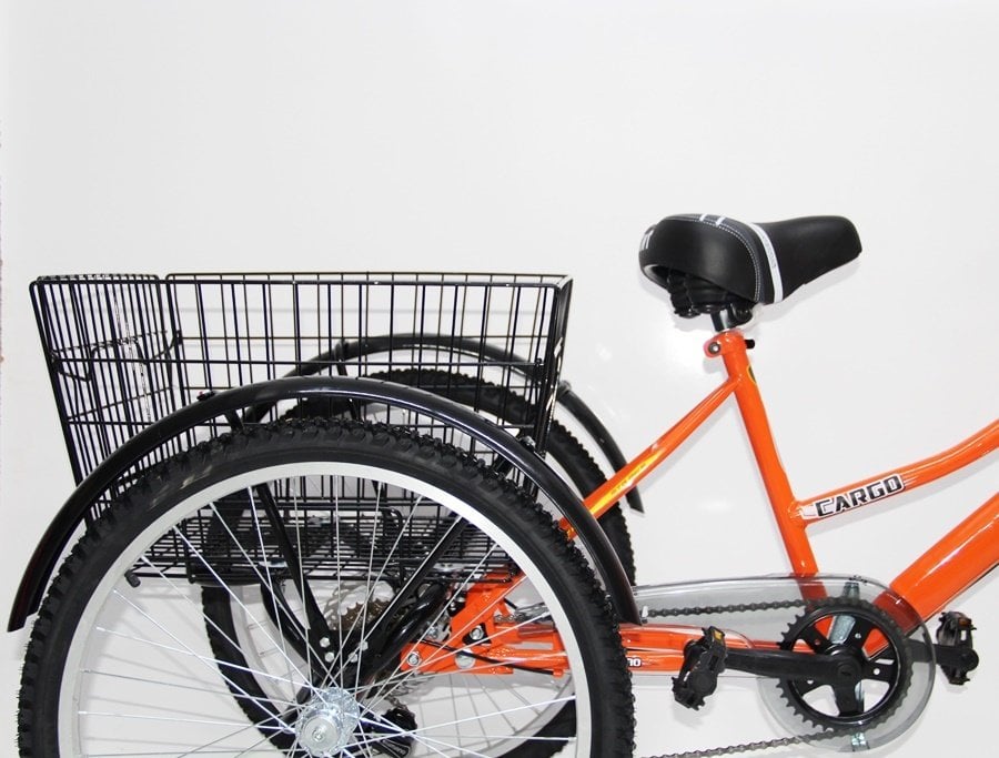Dorello Bisiklet Turuncu Cargo Bisikleti 2960 Üç Tekerlekli Sepetli Yük bisikleti Pazar bisikleti sahil bisikleti