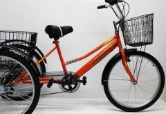 Dorello Bisiklet Turuncu Cargo Bisikleti 2960 Üç Tekerlekli Sepetli Yük bisikleti Pazar bisikleti sahil bisikleti