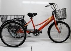 Dorello Bisiklet Turuncu Cargo Bisikleti 2960 Üç Tekerlekli Sepetli Yük bisikleti Pazar bisikleti sahil bisikleti