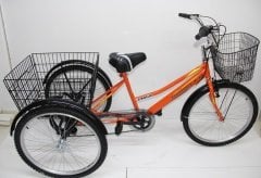 Dorello Bisiklet Turuncu Cargo Bisikleti 2960 Üç Tekerlekli Sepetli Yük bisikleti Pazar bisikleti sahil bisikleti