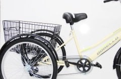 Dorello Bisiklet Krem Cargo Bisikleti 2960 Üç Tekerlekli Sepetli Yük bisikleti Pazar bisikleti sahil bisikleti yük bisikleti taşıma bisikleti