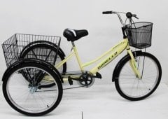 Dorello Bisiklet Krem Cargo Bisikleti 2960 Üç Tekerlekli Sepetli Yük bisikleti Pazar bisikleti sahil bisikleti yük bisikleti taşıma bisikleti