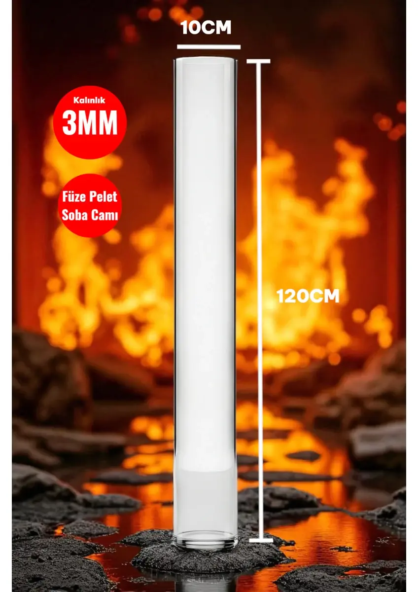 Füze  Pelet Soba Camı | 3 mm Kalınlık – 120 cm