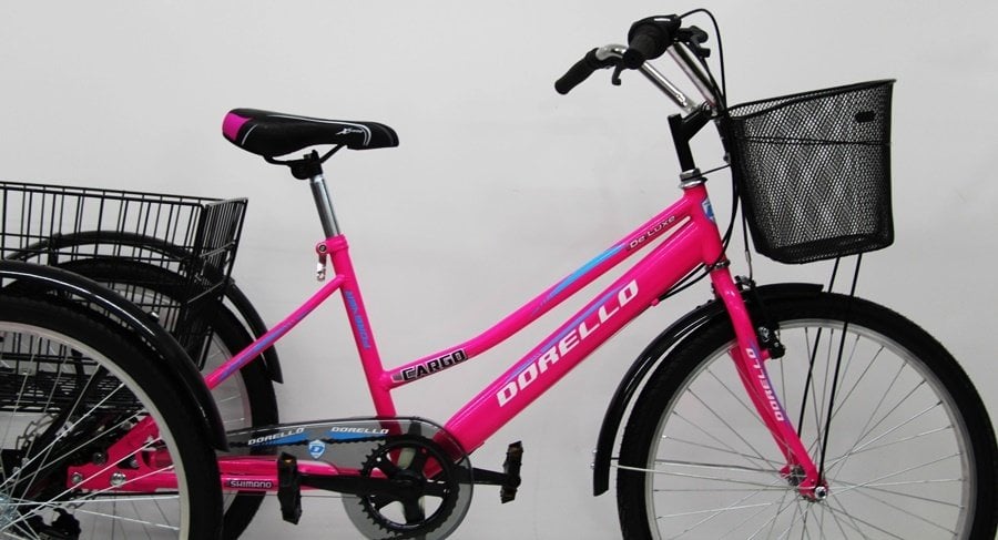 pembe Dorello Bisiklet Cargo Bisikleti 2960 Üç Tekerlekli Sepetli Yük bisikleti Pazar bisikleti sahil bisikleti yük bisikleti taşıma bisikleti kargo bisikleti