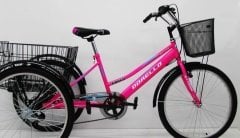 pembe Dorello Bisiklet Cargo Bisikleti 2960 Üç Tekerlekli Sepetli Yük bisikleti Pazar bisikleti sahil bisikleti yük bisikleti taşıma bisikleti kargo bisikleti