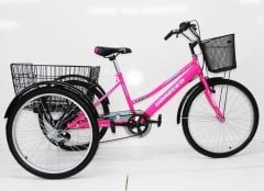 pembe Dorello Bisiklet Cargo Bisikleti 2960 Üç Tekerlekli Sepetli Yük bisikleti Pazar bisikleti sahil bisikleti yük bisikleti taşıma bisikleti kargo bisikleti