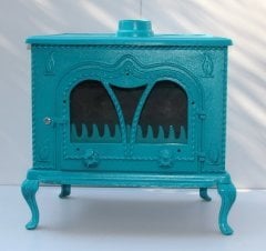 DÖKÜM SOBA MF105MODEL- ŞÖMİNE SOBA- Turkuaz şömine