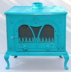 DÖKÜM SOBA MF105MODEL- ŞÖMİNE SOBA- Turkuaz şömine