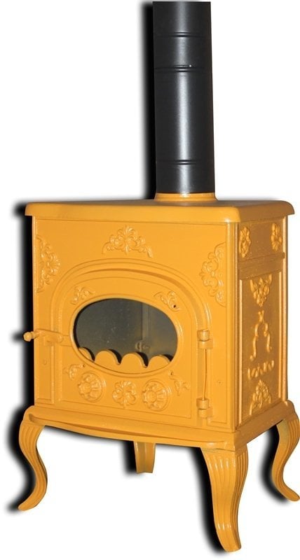 MF86 model soba- Döküm soba -Odun sobası - kömür sobası - oda sobası-3 camlı soba-sarı soba