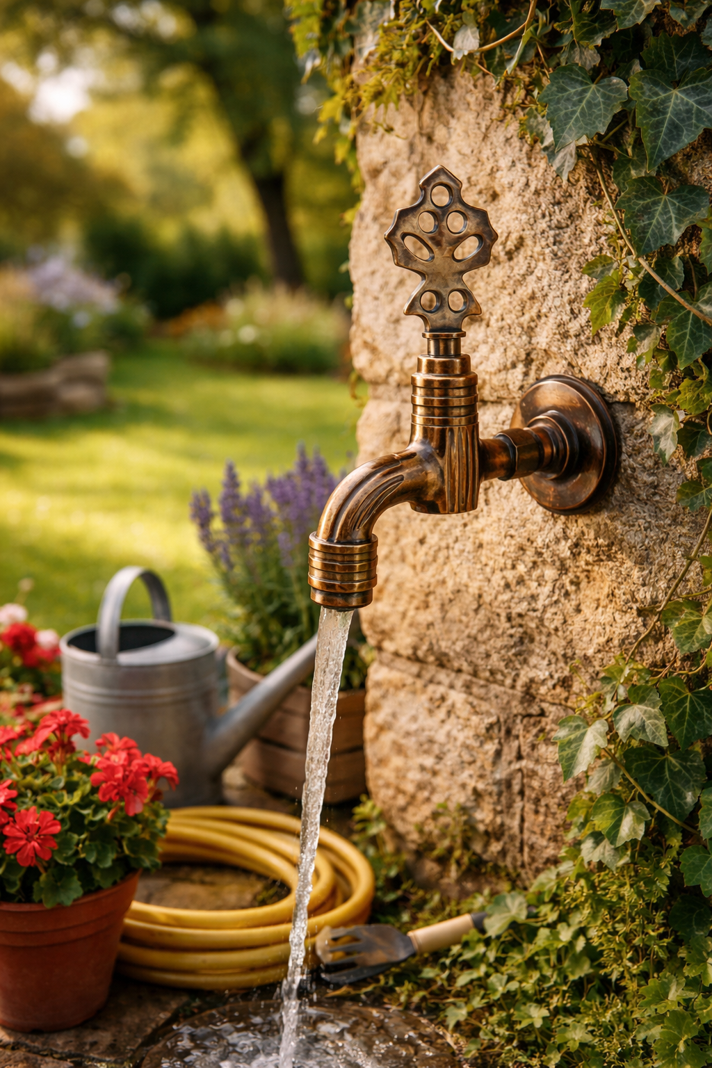 Osmanlı Model Pirinç Bahçe Musluğu – Dekoratif Dayanıklı Musluk