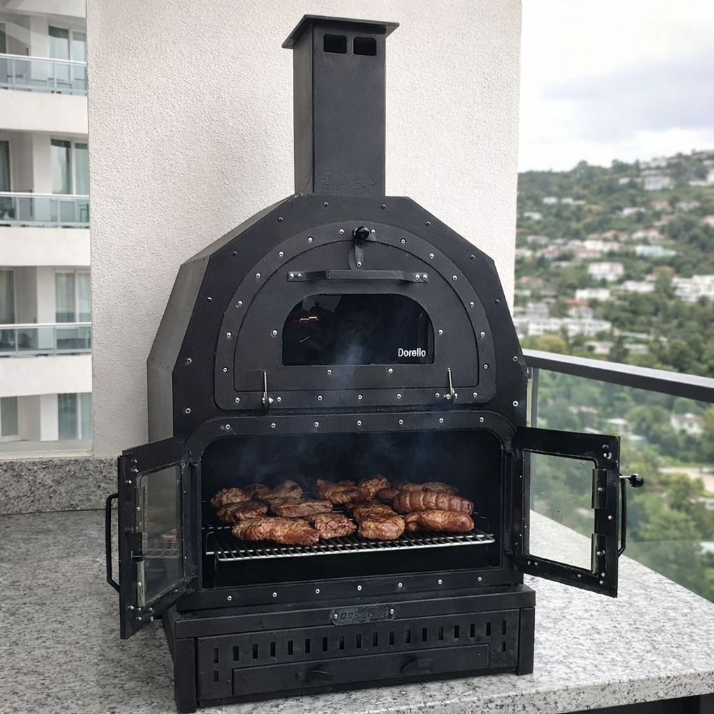 DORELLO Odunlu Bahçe Fırını Balkon Fırını  & Mangal Ünitesi