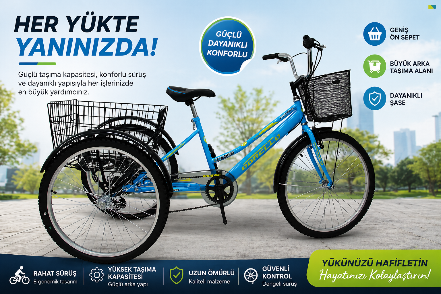 Dorello Cargo Güçlü Şasi Yük Taşıma Bisikleti