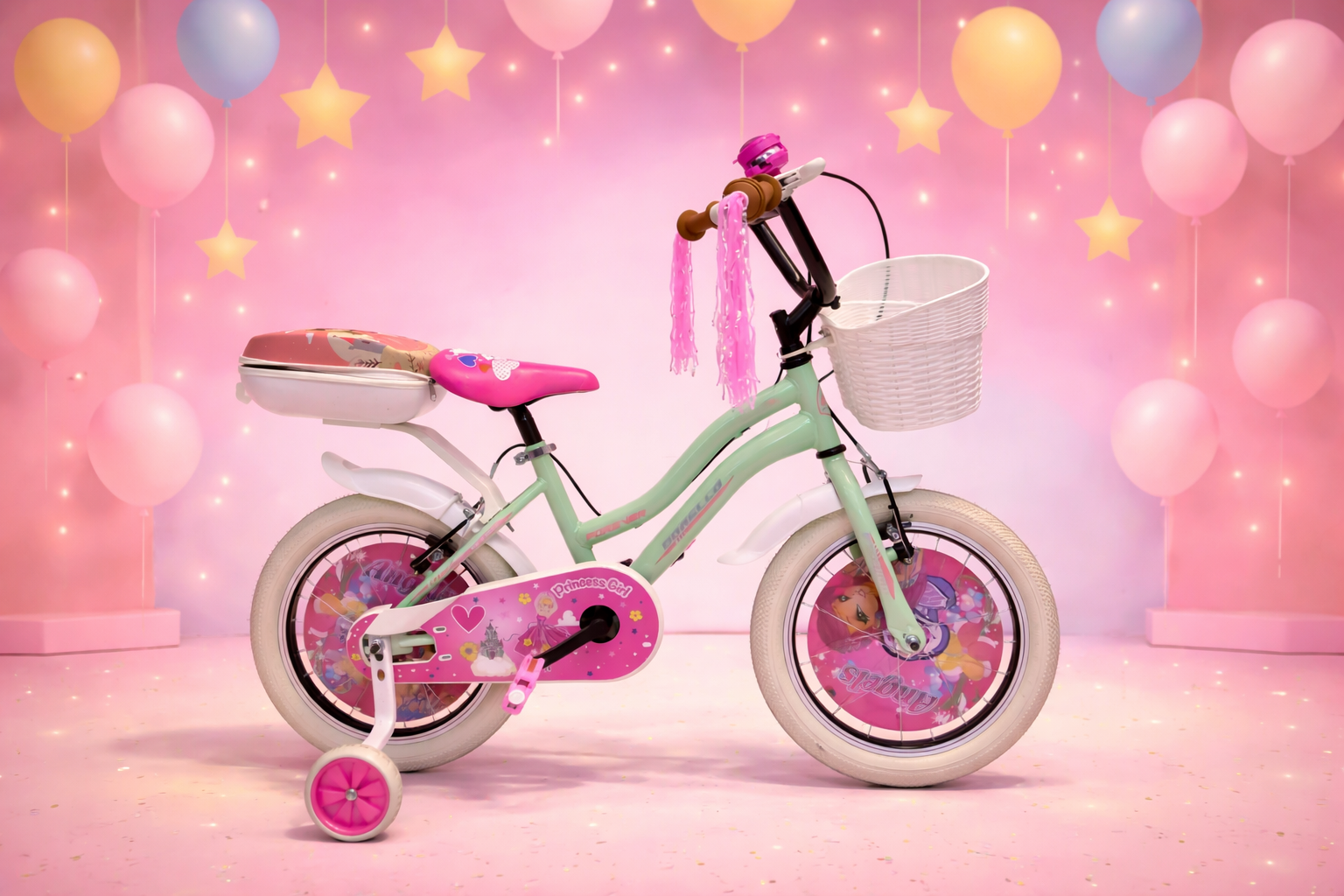 Kız Cocuk Bisiklet Sepetli Cantalı Model 16 Jant Yeşıl Renk