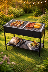 Dorello Barbecue-Grill mit Unterfach, Haargrill, Campinggrill