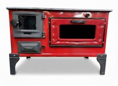 Dorello Döküm Fırınlı Kuzine Soba Kırmızı Renk Soba Model 44
