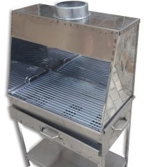 Grill with hood - Chrome stainless steel grill