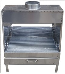 Grill with hood - Chrome stainless steel grill