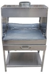 Grill with hood - Chrome stainless steel grill