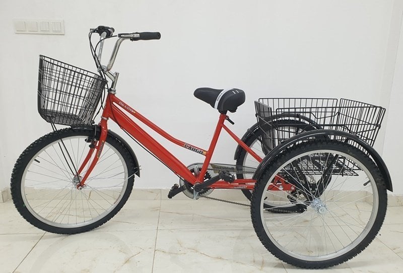 Kırmızı Cargo Dorello bisiklet 2960 3 TEKERLI KARGO SEPETLİ YÜK BİSİKLETİ Pazar bisikleti