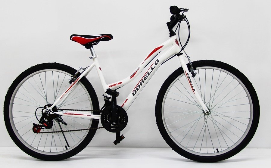26 jant bisiklet dorello bisiklet beyaz kırmızı sticker bayan kadro bisiklet lady model beyaz lady