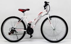 26 jant bisiklet dorello bisiklet beyaz kırmızı sticker bayan kadro bisiklet lady model beyaz lady