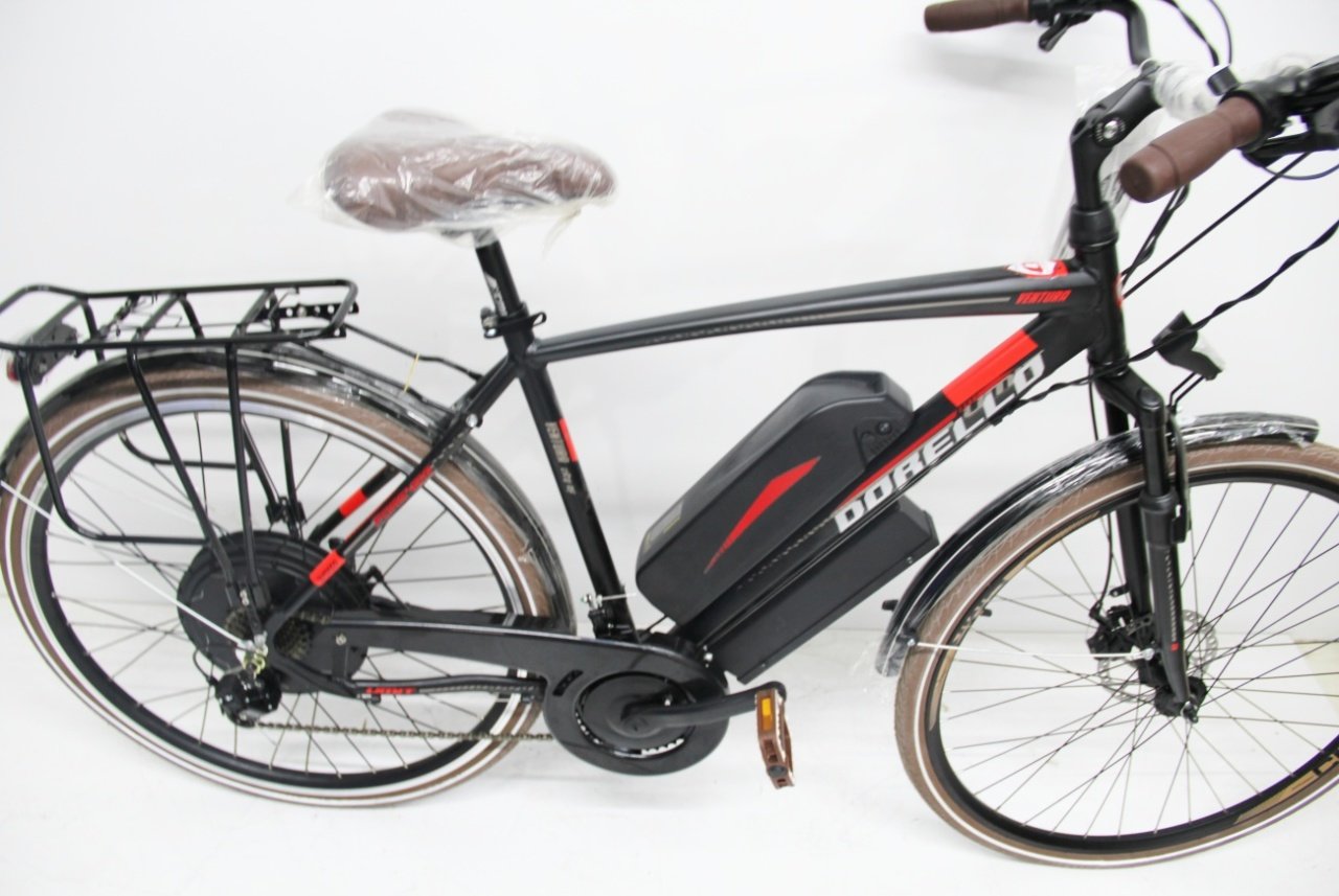 siyah kırmızı diskli 28 jant elektrikli bisiklet dorello 48 watt 750 amper imalattan bisiklt