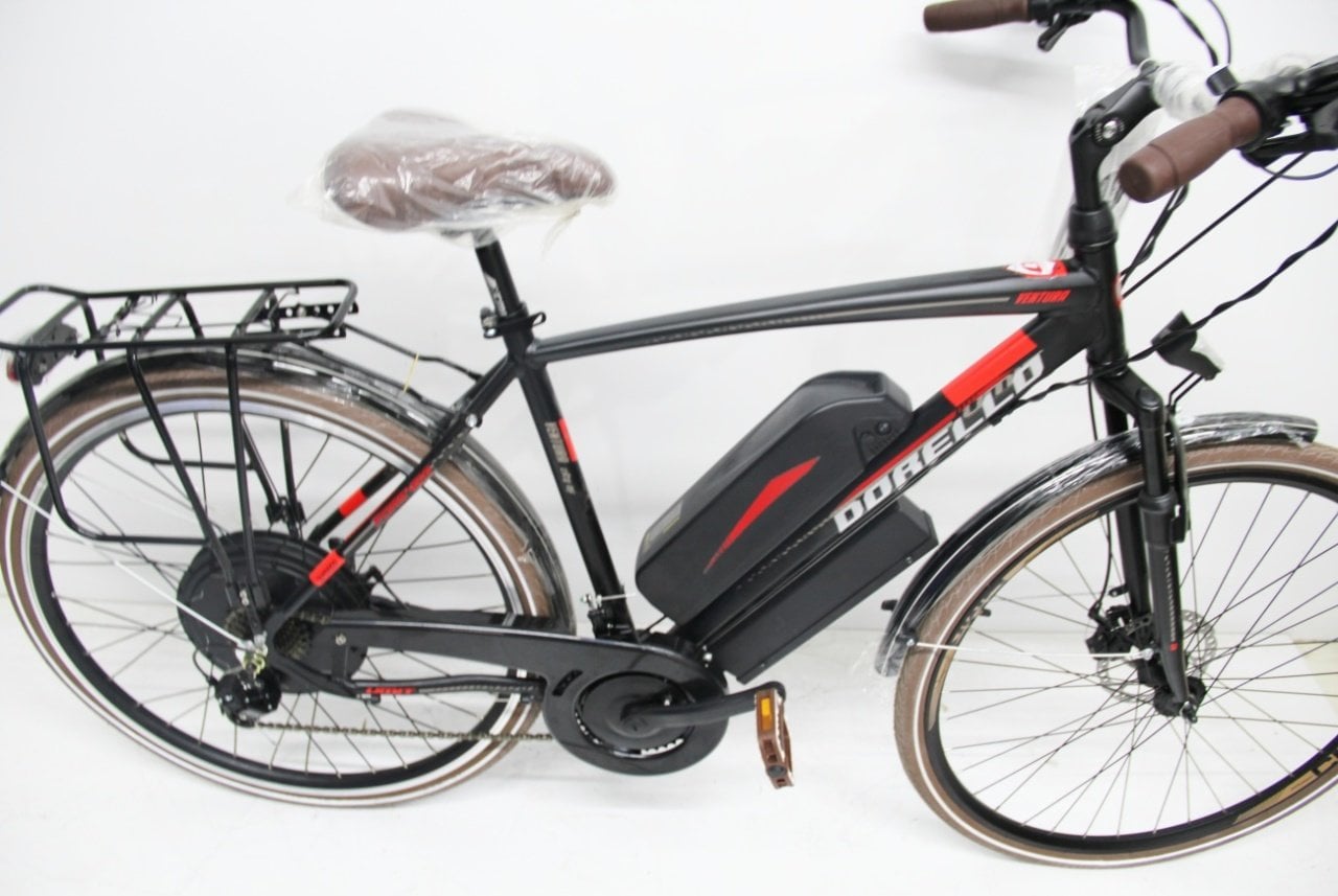 siyah kırmızı diskli 28 jant elektrikli bisiklet dorello 48 watt 750 amper imalattan bisiklt