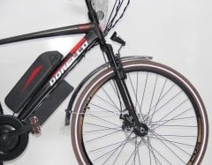 siyah kırmızı diskli 28 jant elektrikli bisiklet dorello 48 watt 750 amper imalattan bisiklt