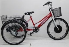 kırmızı cargo bisikleti pazar bisikleti elektrikli bisiklet