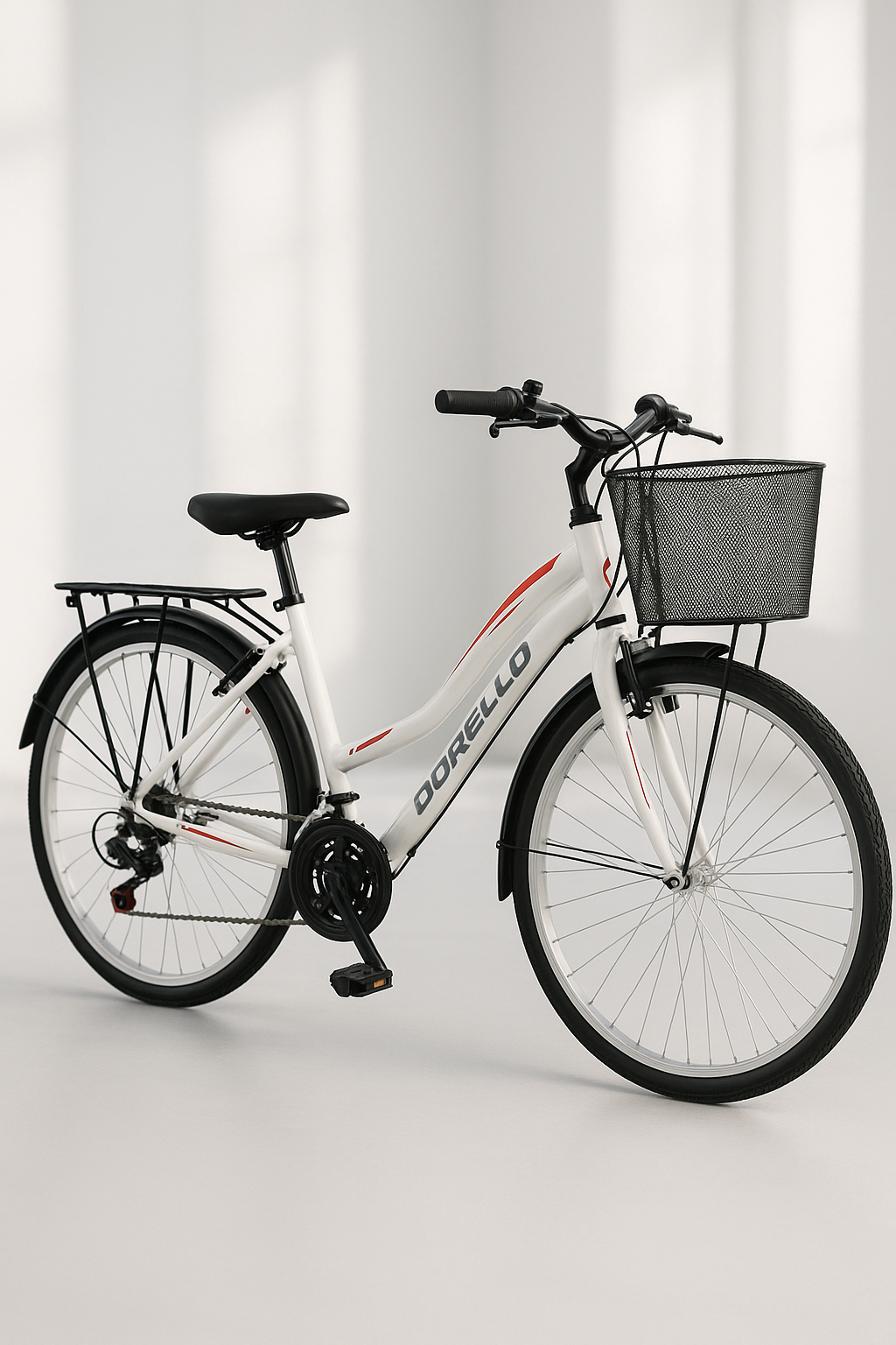 Dorello bisiklet 2650 model beyaz 26 jant camurluklı bagajlı sepetli model beyaz bisiklet  dorello