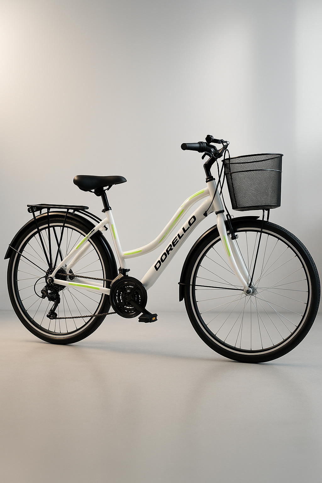 Dorello bisiklet 2650 model beyaz 26 jant camurluklı bagajlı sepetli model beyaz bisiklet dorello