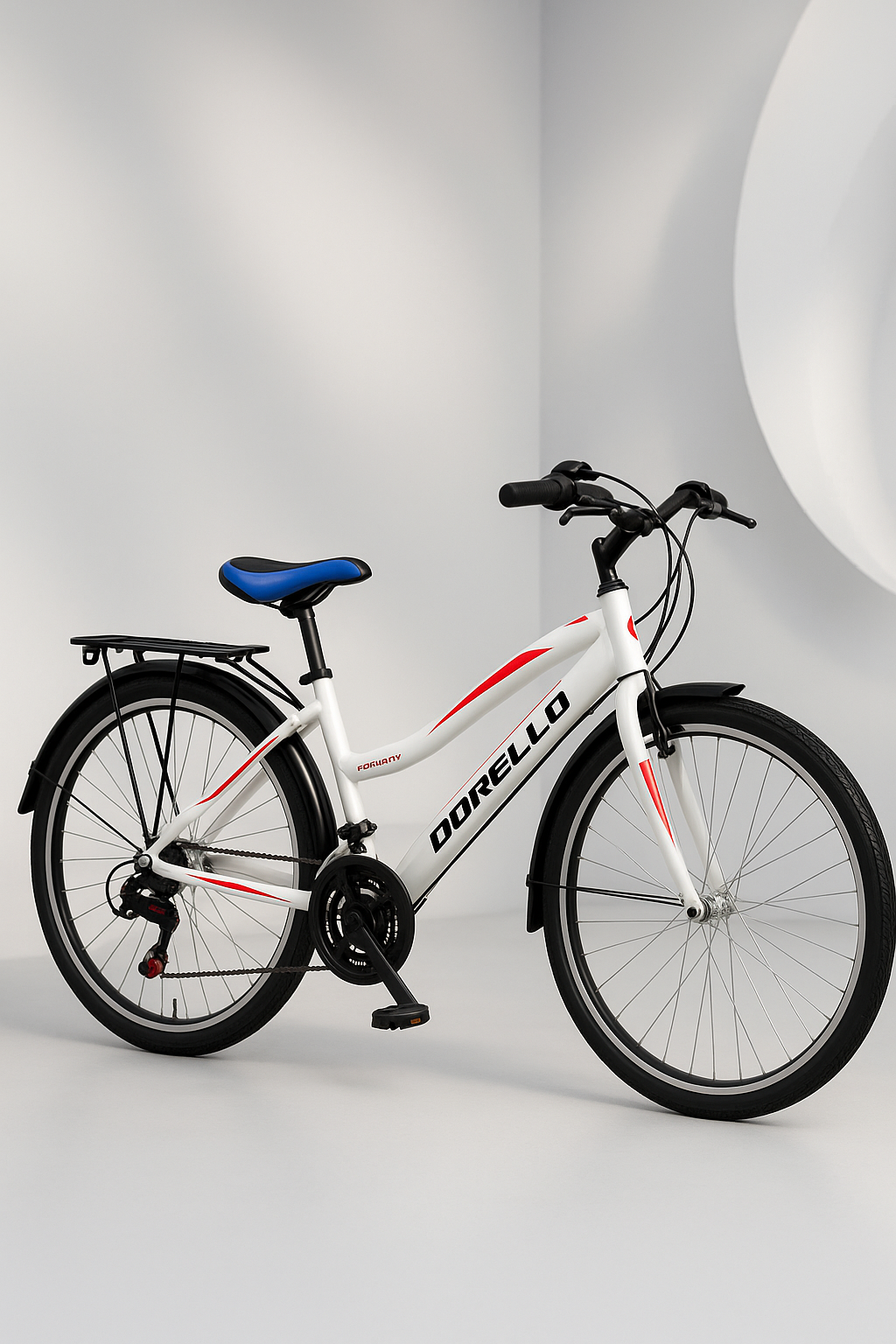 Dorello bisiklet 2650 model beyaz kırmızı 26 jant camurluklı bagajlı sepetli model beyaz bisiklet dorello