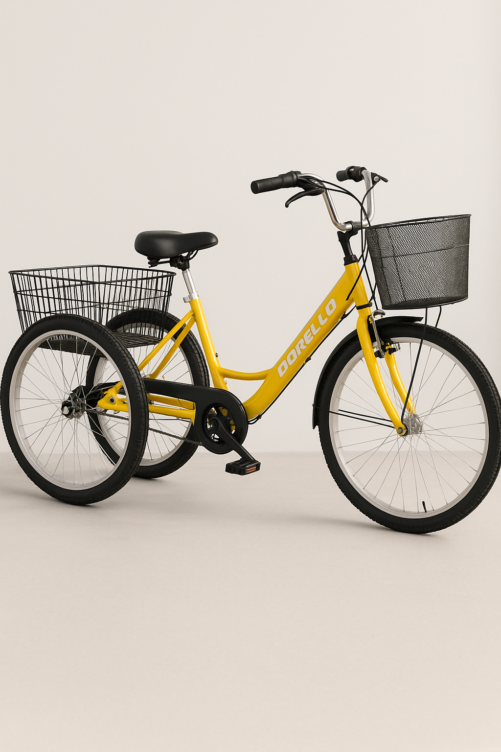Dorello Bisiklet 2690 Model Dorello 3 Tekerlekli Sarı Kargo Bisikleti – Sepetli, Şehir İçi Taşıma Bisikleti