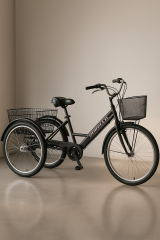 Dorello Bisiklet 2690 Model Dorello 3 Tekerlekli Siyah Kargo Bisikleti – Sepetli, Şehir İçi Taşıma Modeli