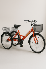 Dorello Bisiklet 2690 3 Tekerlekli Kargo Bisikleti – Turuncu Renk, Sepetli Şehir Bisikleti