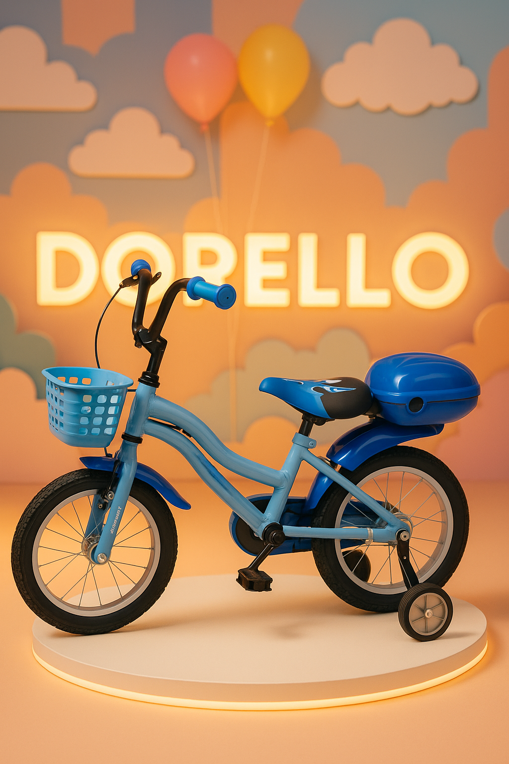 Dorello Bisiklet 12 Jant Mavi Sepetli Çocuk Bisikleti – Yan Tekerlekli, Korumalı Model