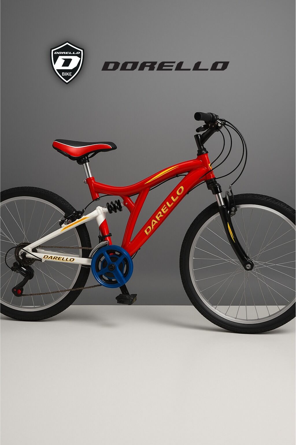 Dorello 20 Jant Vitesli Çift Amortisörlü Çocuk Bisikleti – Kırmızı Beyaz Spor Kadro