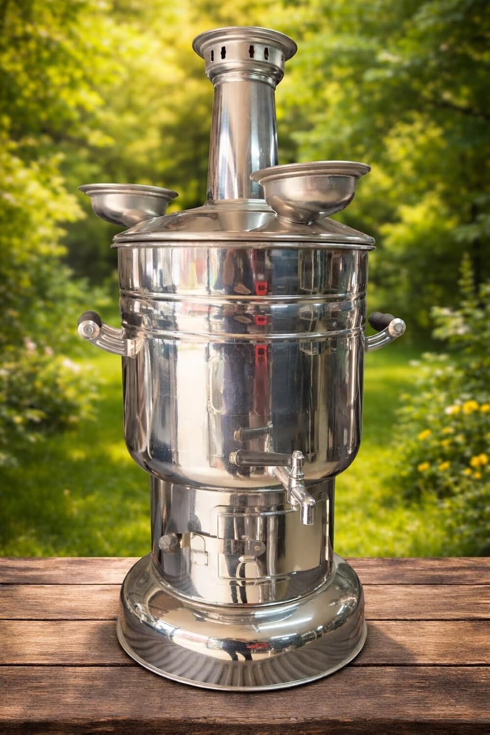 Dorello Paslanmaz Çelik Semaver, Geleneksel Türk Çay Makinesi, Çift Demlikli Sistem 10 Litre