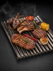 Dorello Edelstahlgrill mit V-förmigen Ölkanälen zum Grillen