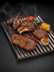 Dorello Edelstahlgrill mit V-förmigen Ölkanälen zum Grillen