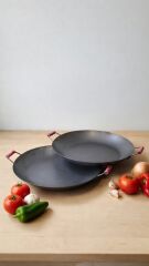 Ahşap Saplı Yuvarlak Sac Tava 40 cm 45 cm  – Kamp, Ocak Üstü ve Açık Ateş Kullanıma Uygun