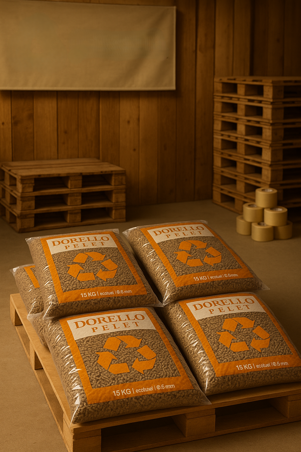 Dorello Pelet Yakıt – 15 Kg Torba | Toplu Sevkiyata Uygun