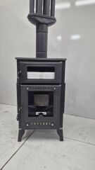 Pelet Camlı Kuzine Tipi Odun Sobası – Fırınlı, Yüksek Verimli