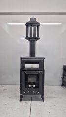 Pelet Camlı Kuzine Tipi Odun Sobası – Fırınlı, Yüksek Verimli