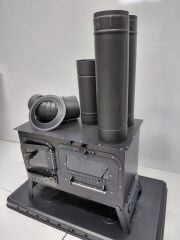 Kamp Sobası – Odun/Kömür Yakıtlı, Cam Kapaklı, Baca Borulu ve Saç Tapla